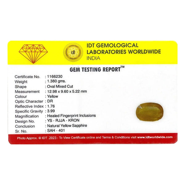 Yellow Sapphire - 6.9 Carat - Pramogh