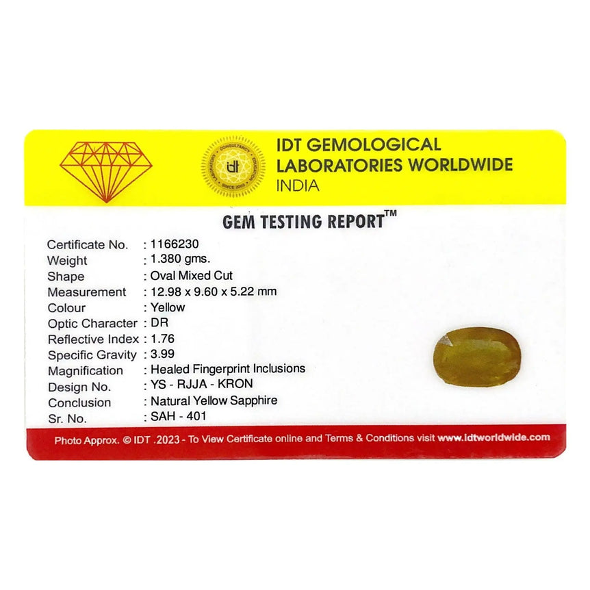 Yellow Sapphire - 6.9 Carat - Pramogh
