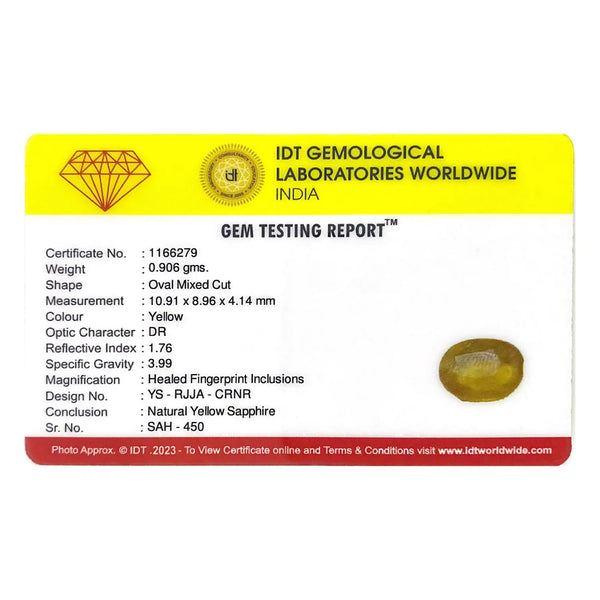 Yellow Sapphire - 4.53 Carat - Pramogh