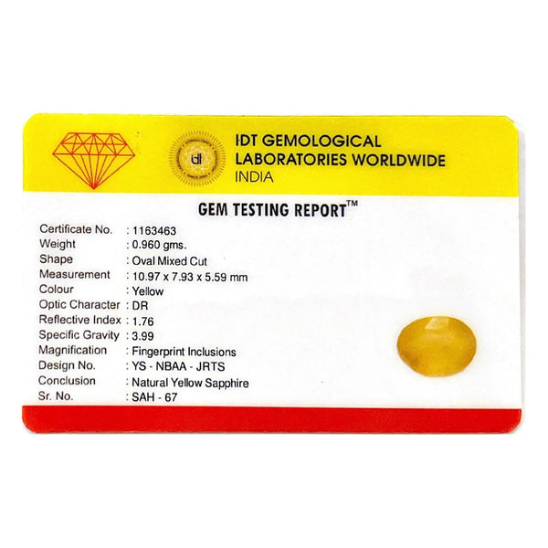 Yellow Sapphire - 4.72 Carat - Pramogh