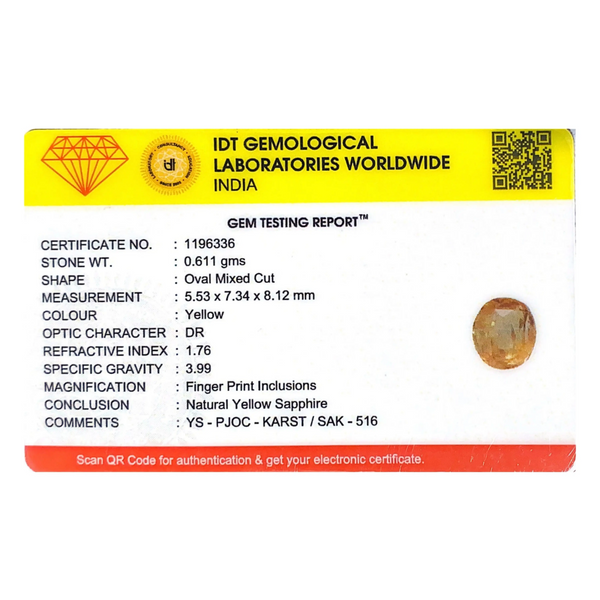 Yellow Sapphire - 3.06 Carat