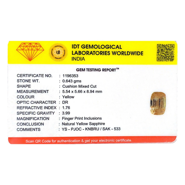 Yellow Sapphire - 3.22 Carat