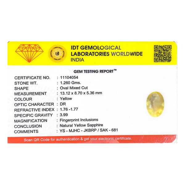 Yellow Sapphire - 6.3 Carat