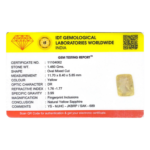 Yellow Sapphire - 7.3 Carat