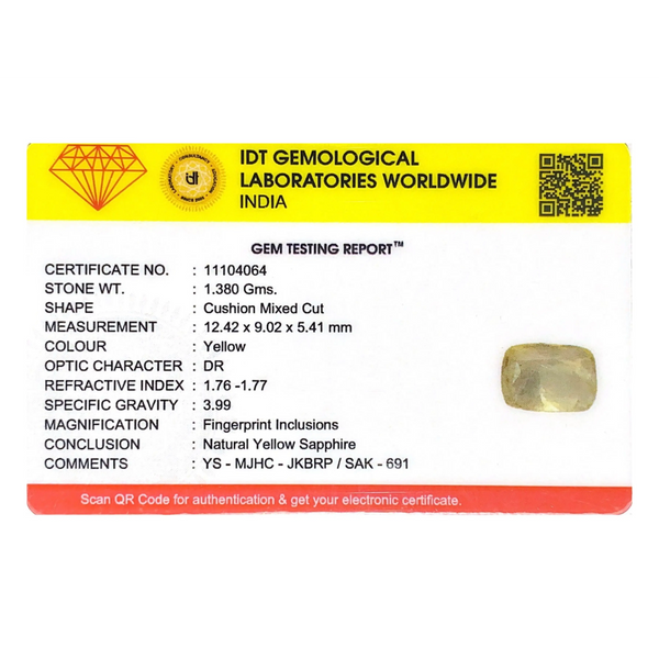 Yellow Sapphire - 6.9 Carat