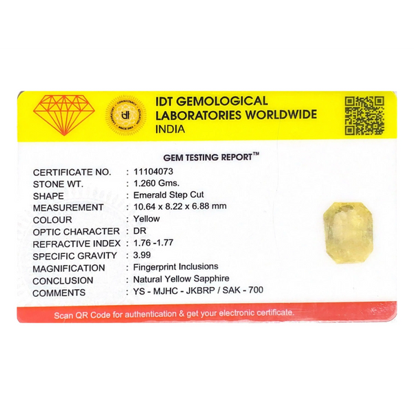 Yellow Sapphire - 6.3 Carat
