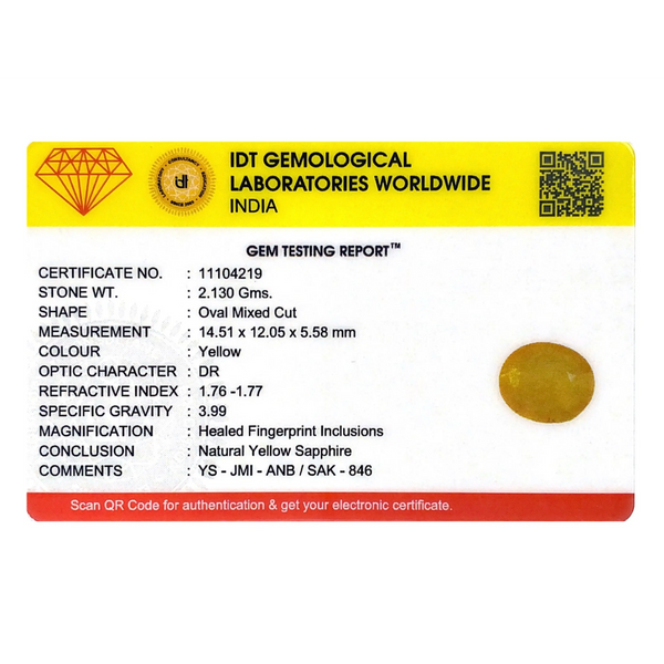 Yellow Sapphire - 10.65 Carat