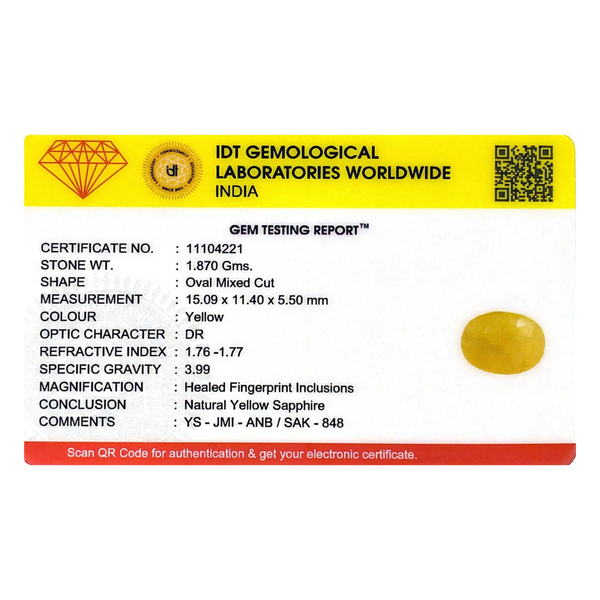 Yellow Sapphire - 9.35 Carat