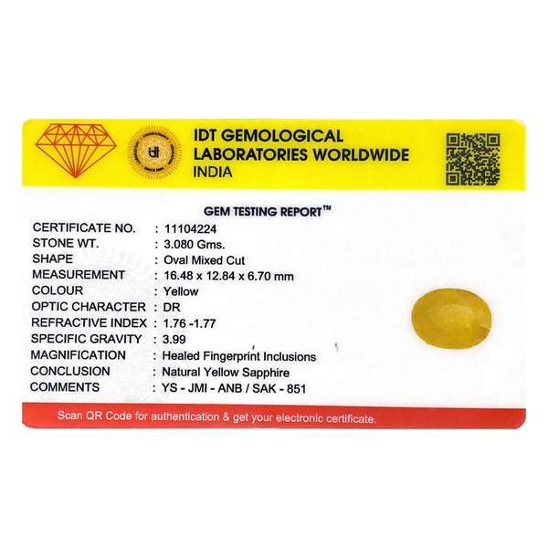 Yellow Sapphire - 15.4 Carat
