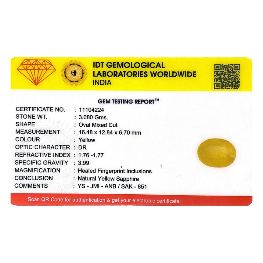 Yellow Sapphire - 15.4 Carat