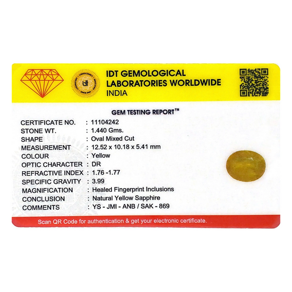 Yellow Sapphire - 7.2 Carat