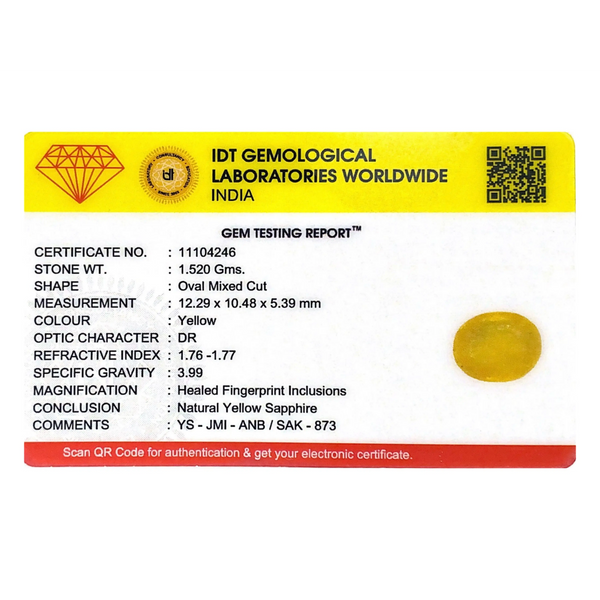 Yellow Sapphire - 7.6 Carat