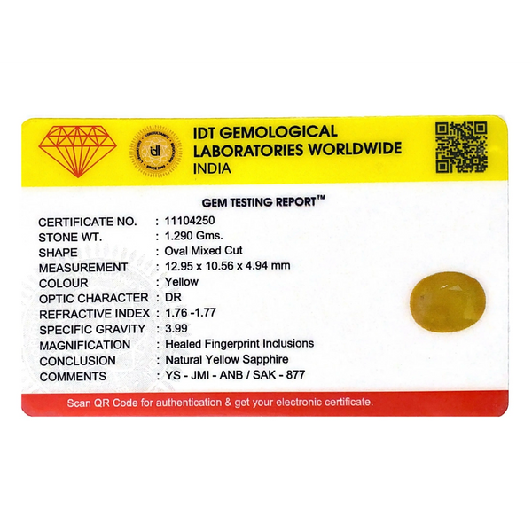 Yellow Sapphire - 6.45 Carat