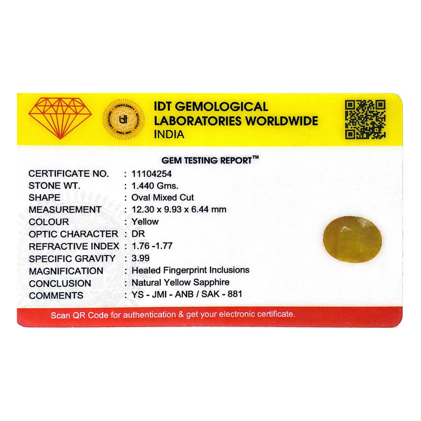 Yellow Sapphire - 7.2 Carat