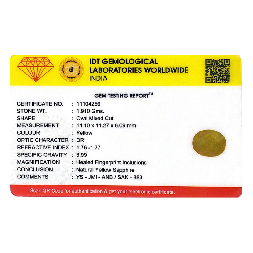 Yellow Sapphire - 9.55 Carat