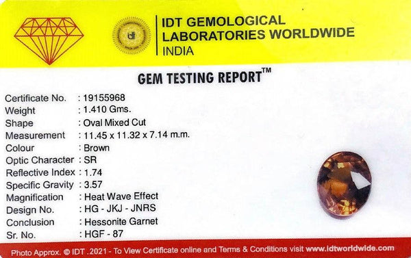 Hessonite (Gomed) - 7.05 Carat - Pramogh