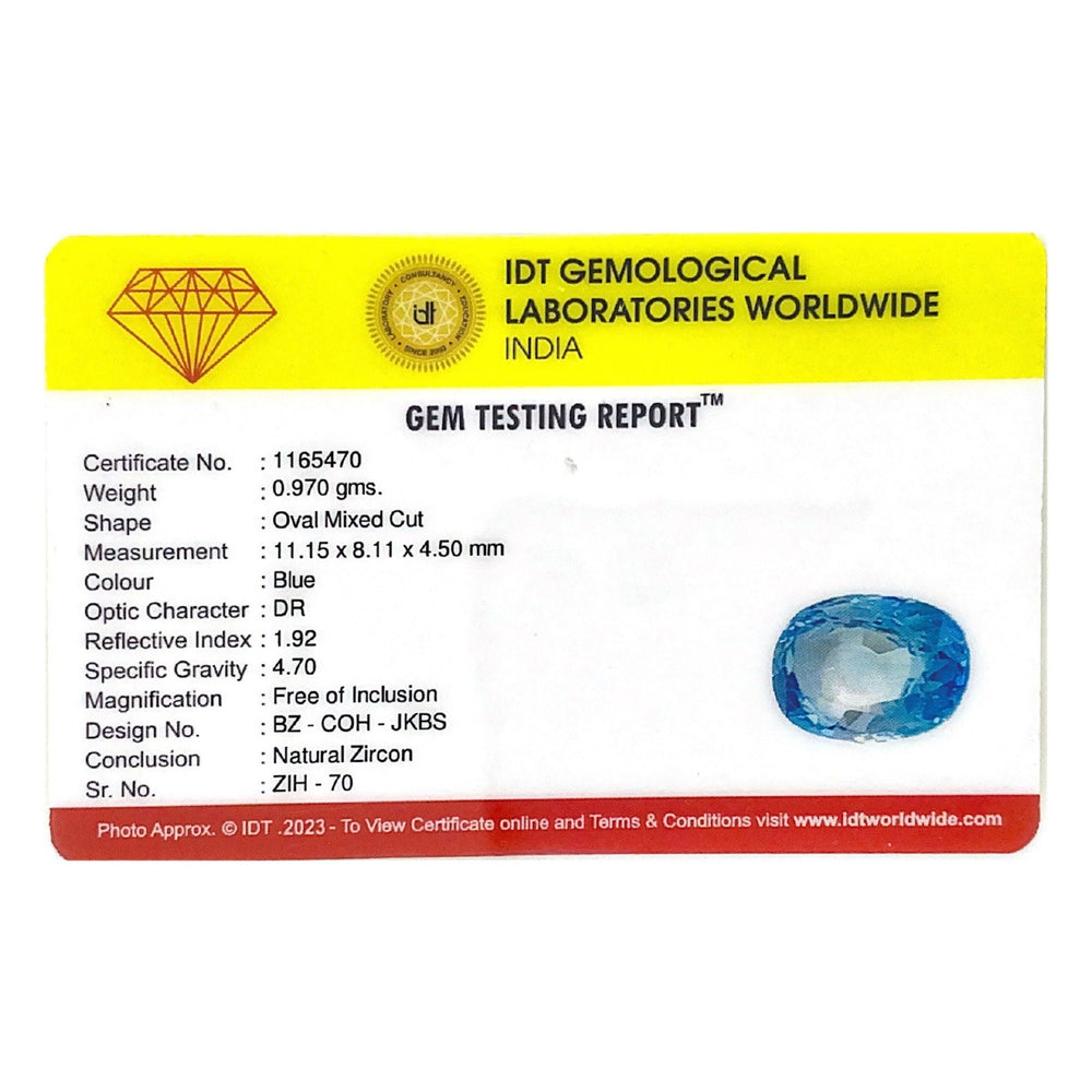 Blue Zircon - 4.85 Carat - Pramogh