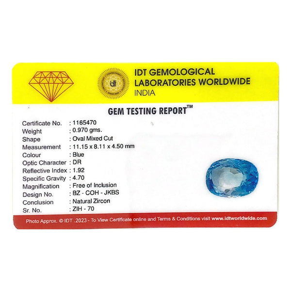 Blue Zircon - 4.85 Carat - Pramogh