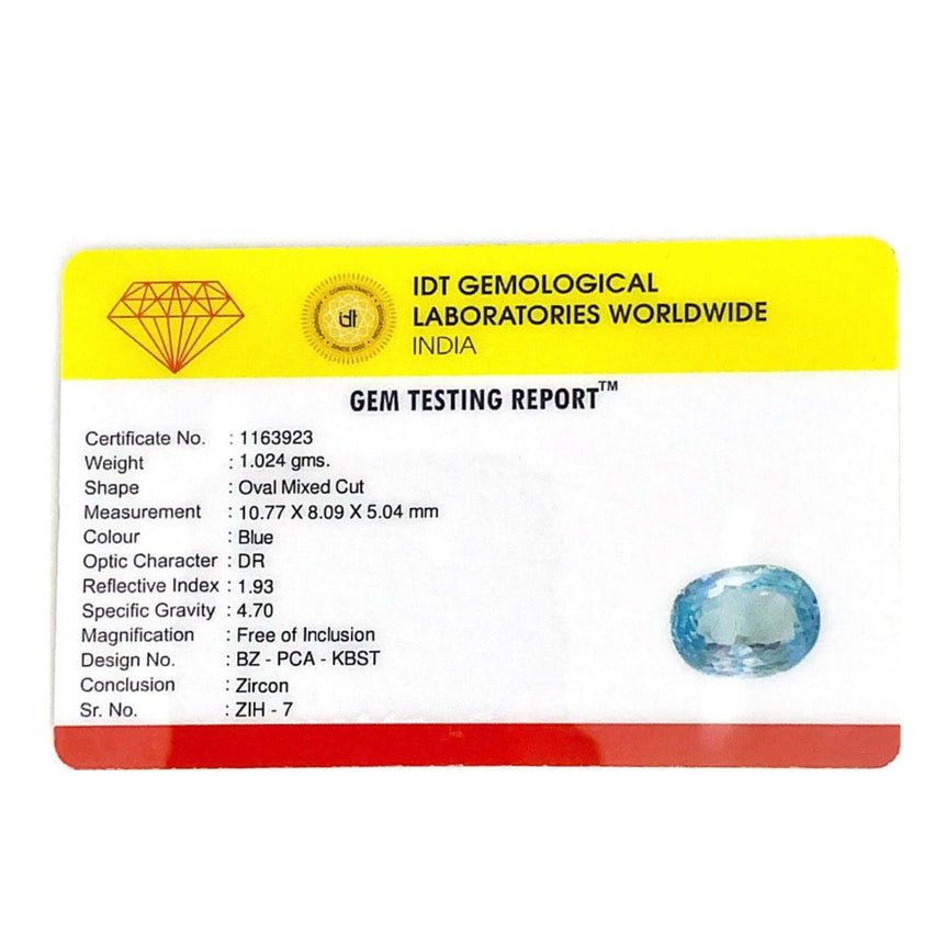Blue Zircon - 5.12 Carat - Pramogh