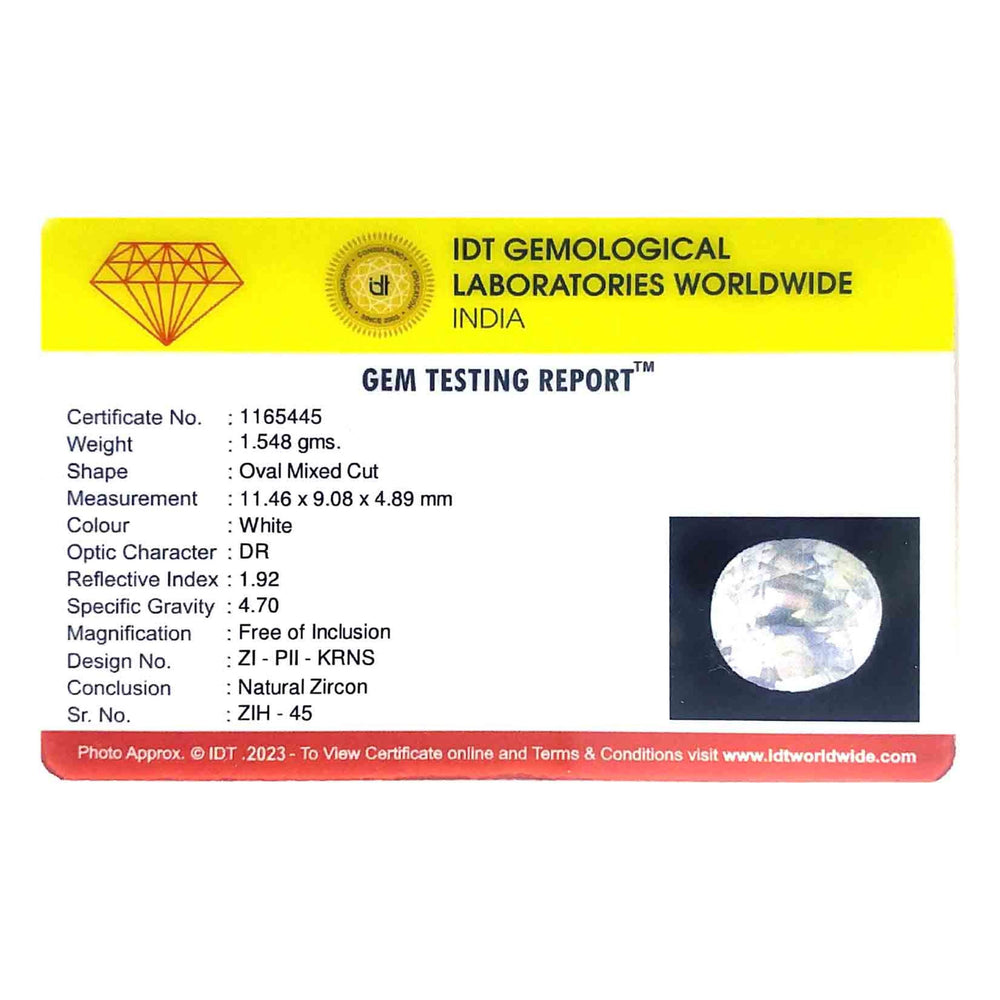 Natural White Zircon - 7.74 Carat - Pramogh