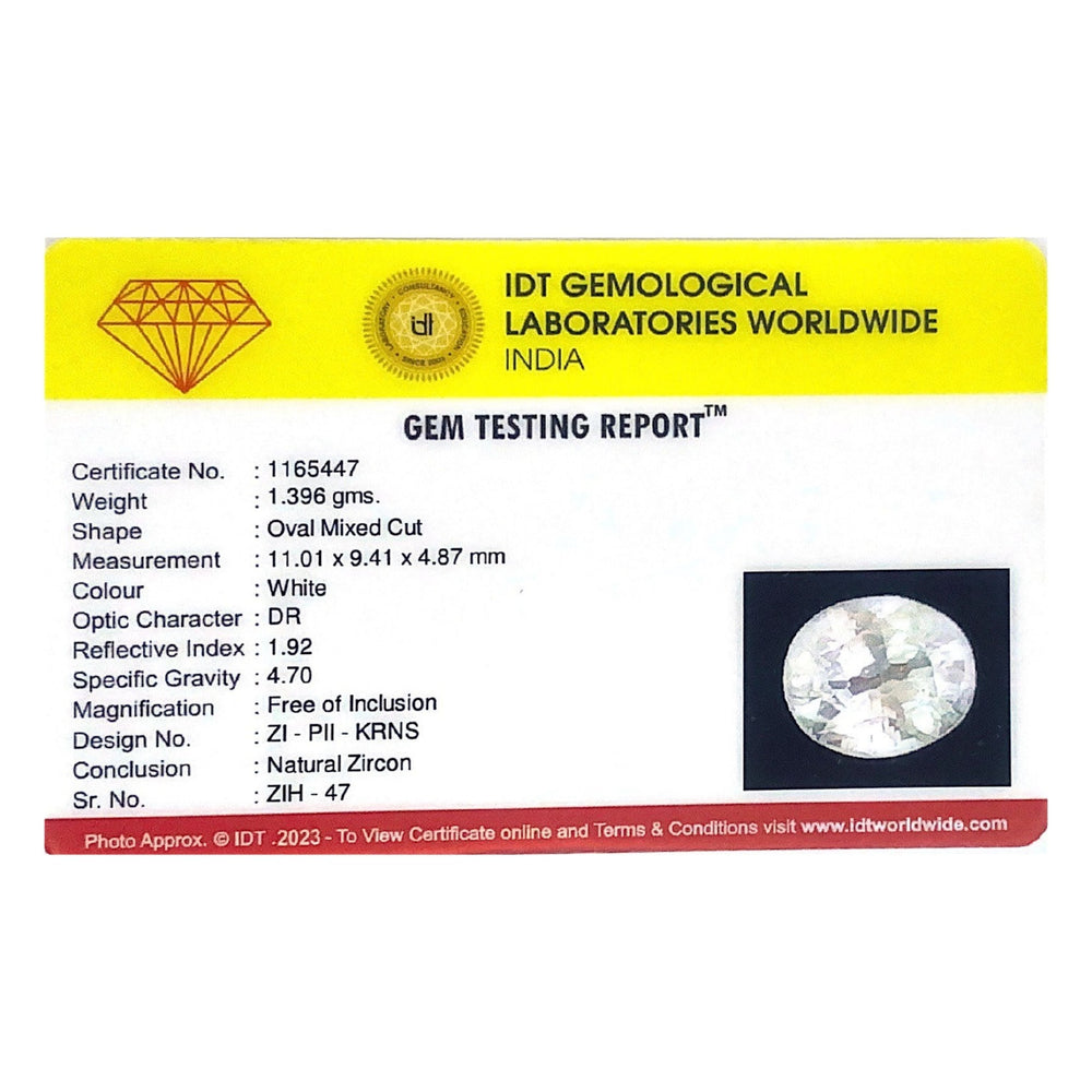 Natural White Zircon - 6.98 Carat - Pramogh