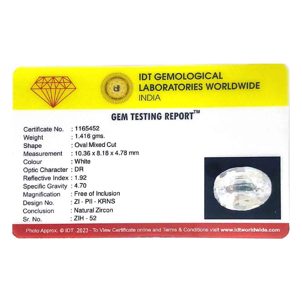 Natural White Zircon - 7.08 Carat - Pramogh