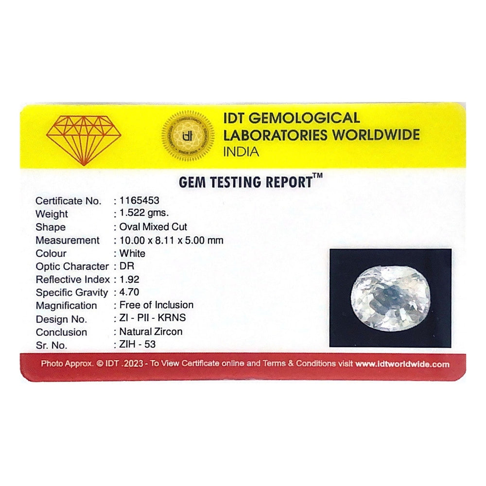Natural White Zircon - 7.61 Carat - Pramogh