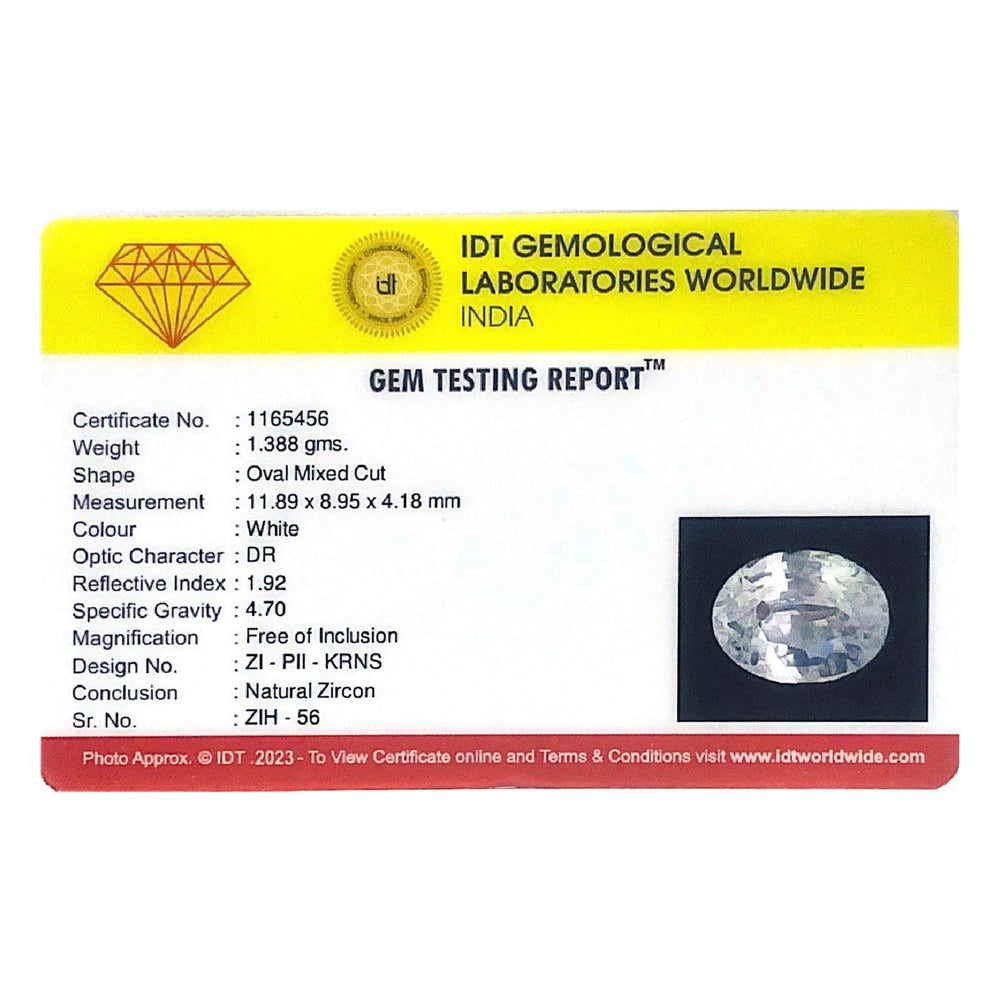 Natural White Zircon - 6.94 Carat - Pramogh