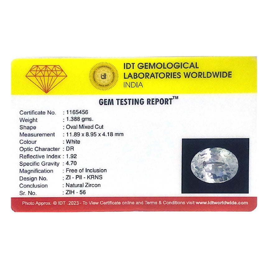 Natural White Zircon - 6.94 Carat - Pramogh