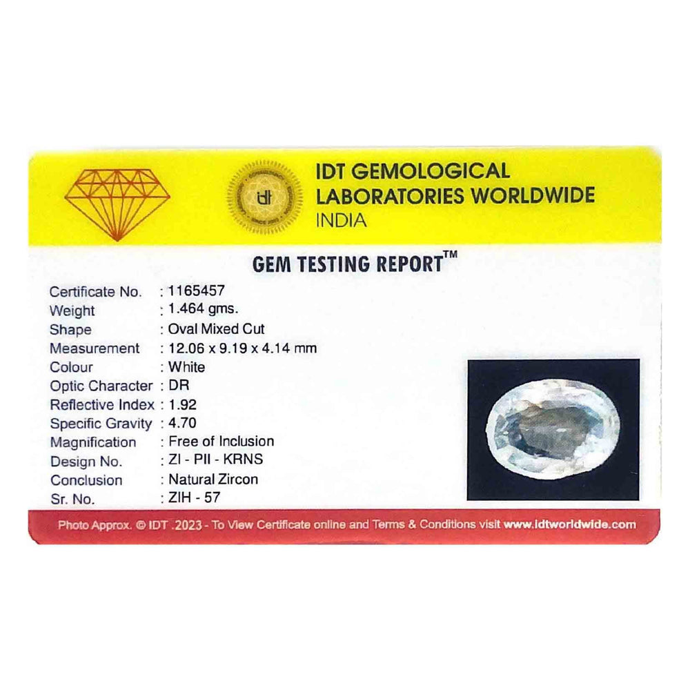 Natural White Zircon - 7.32 Carat - Pramogh