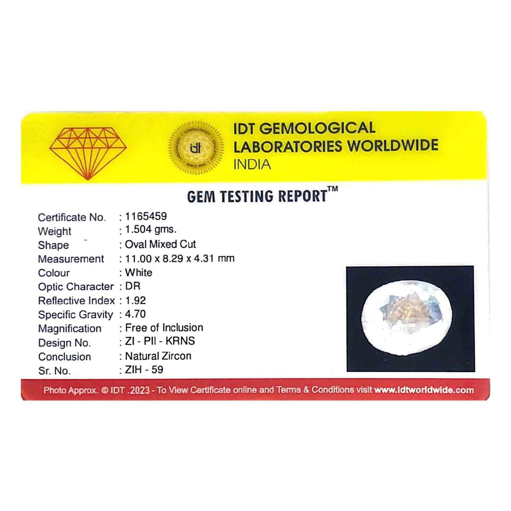 Natural White Zircon - 7.52 Carat - Pramogh