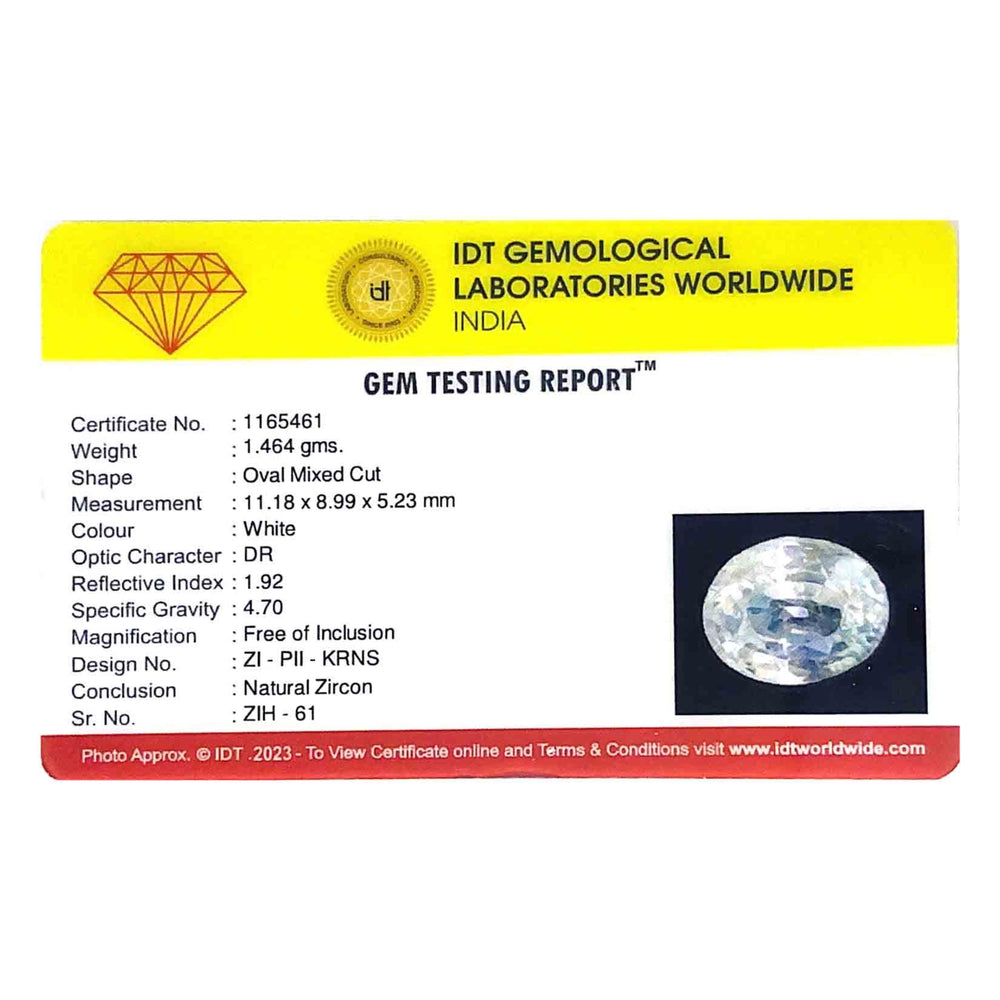Natural White Zircon - 7.32 Carat - Pramogh